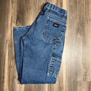 Dickies Med Wash Cotton Work Carpenter Denim Ripped Relaxed Fit Jeans Size 30x30